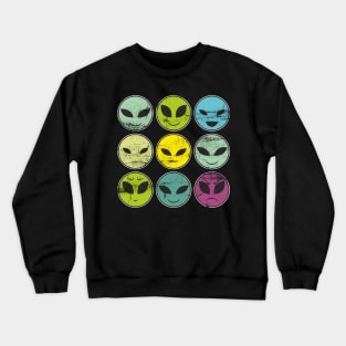 Funny Alien Heads And Facial Expressions As Pattern Crewneck Sweatshirt